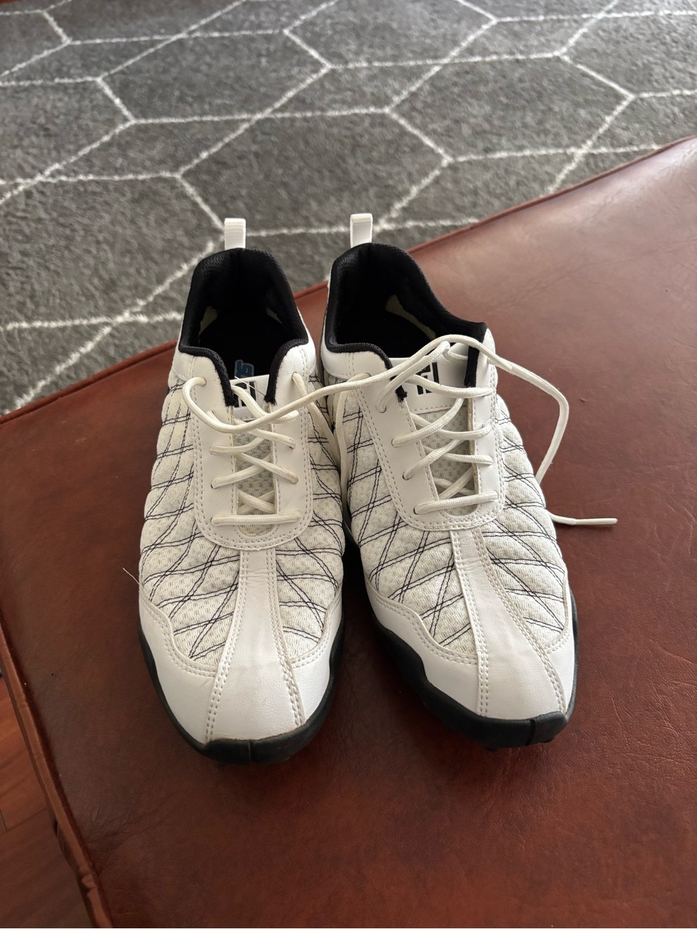 FootJoy White Quilted Athletic Golf Shoes with Black Trim